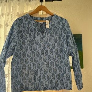 J. Crew Light Blue Floral Blouse